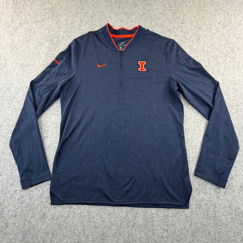 Nike Illinois Fighting Illini Baseball Dri-FIT Quarter Zip Navy Blue 931428-419